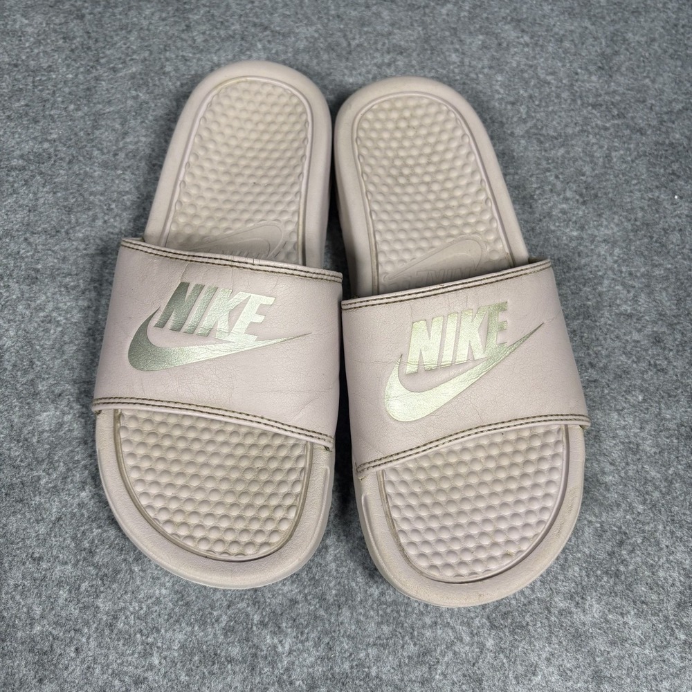 Nike‎ Benassi JDI Slide Sandals 9 Pink Rose Gold Athletic Comfort